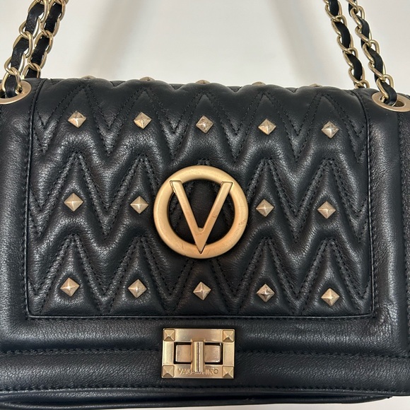 VALENTINO-AUTHENTIC • Black and Gold Shoulder/Crossbody Bag • Medium - Picture 12 of 13